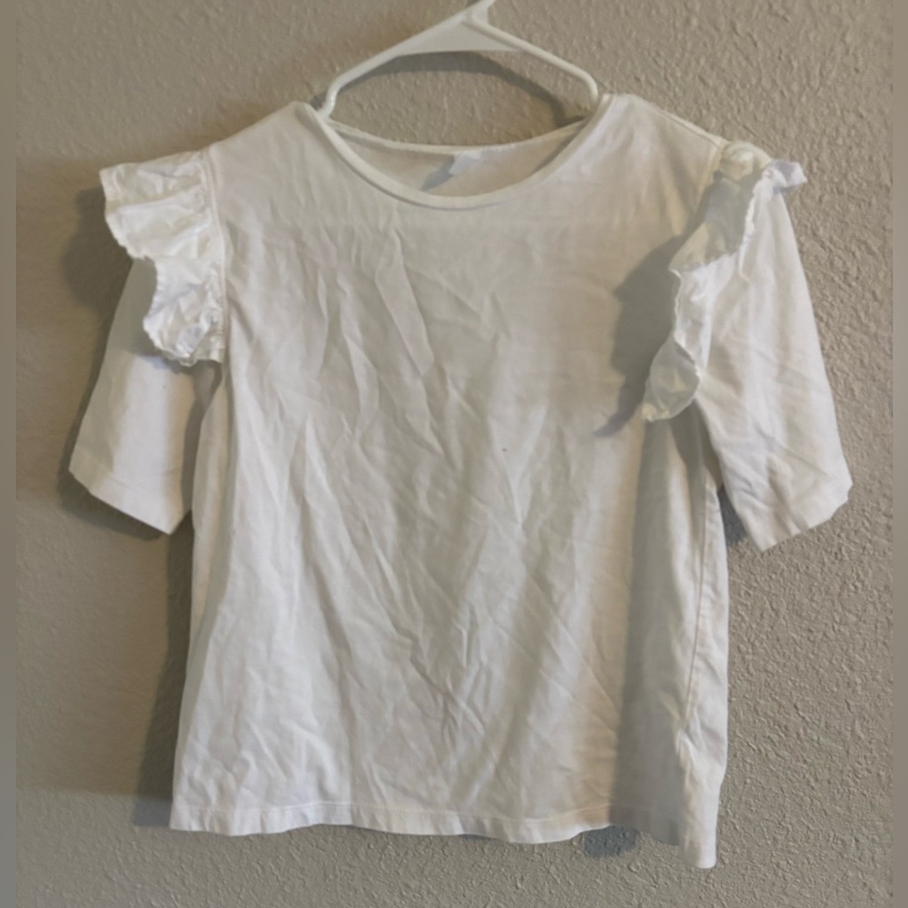BP White Short Sleeve Ruffle Tee